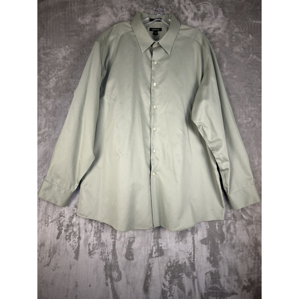 Claiborne Mens 18 Slim Fit Easy Care Long Sleeve Button Up Dress Shirt Sage